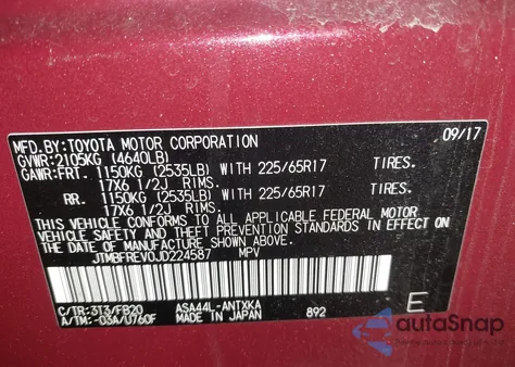 2018 Toyota Rav4 Le z USA, uszkodzony, nr VIN JTMBFREV0JD224587